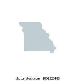 Vector blue silhouette of Missouri state map isolated on white background