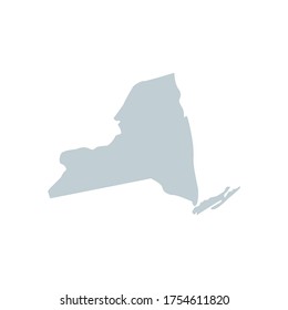 Vector blue silhouette of New York state map isolated on white background
