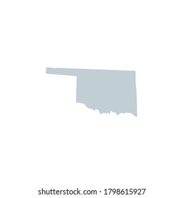 Silueta azul vectorial del mapa del estado de Oklahoma aislado en fondo blanco