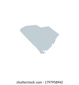 Vector blue silhouette of South Carolina state map isolated on white background