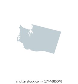 Silueta azul vectorial del mapa del estado de Washington aislado en fondo blanco