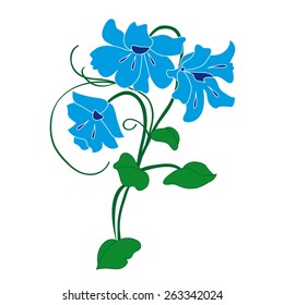 Vector - Blue sillouetted flower on white background