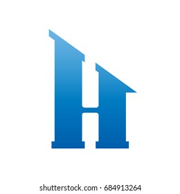 Vector Blue Single Letter H Realty Logo