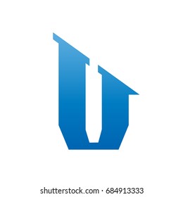 Vector Blue Single Letter V Realty Logo