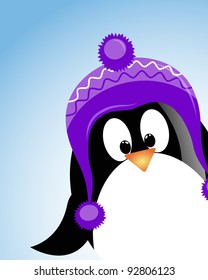 vector blue sky background with penguin