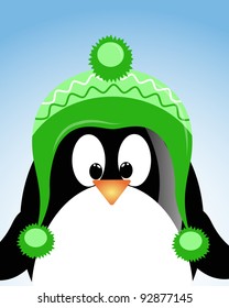 vector blue sky background with penguin