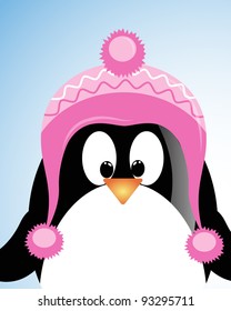 vector blue sky background with penguin