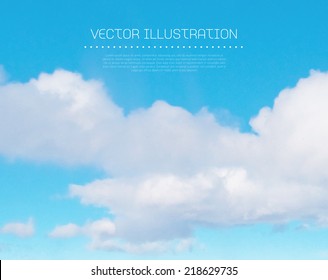 Vector blue sky with clouds