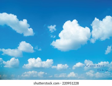 Vector Blue Sky With Clouds