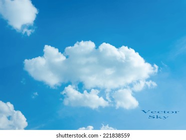 Vector blue sky with clouds