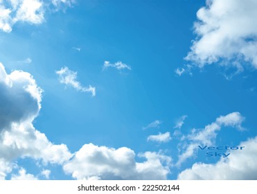 Vector blue sky with clouds