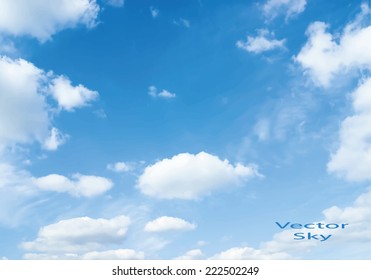 Vector blue sky with clouds