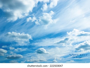 Vector blue sky with clouds