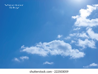 Vector blue sky with clouds