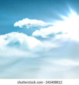 Vector blue sky with clouds 
