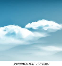 Vector blue sky with clouds 
