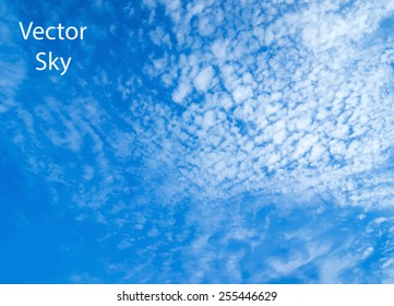 Vector blue sky with clouds