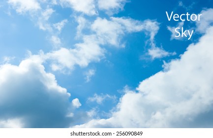 Vector blue sky with clouds