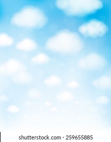 Vector blue sky with clouds.