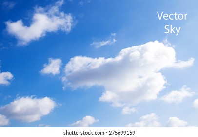 Vector blue sky with clouds