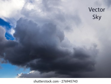 Vector blue sky with clouds