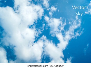 Vector blue sky with clouds
