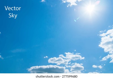 Vector blue sky with clouds
