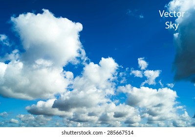 Vector blue sky with clouds
