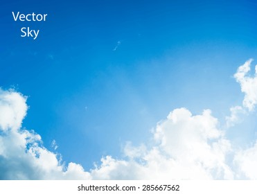 Vector blue sky with clouds