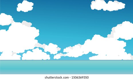 vector blue sky clouds, anime clean style, backgroud design