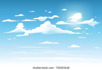 Vector blue sky clouds  Anime clean style  Background design