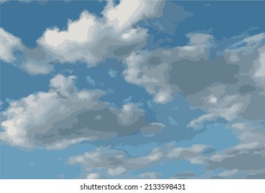 VECTOR BLUE SKY WITH CLOUDS ILLUSTRATION ABSTRACT BACKGROUND.
