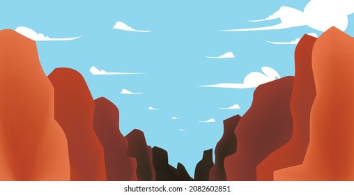 vector blue sky and mountain scenery background