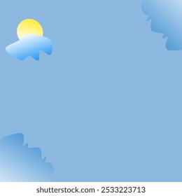 Vector. Blue Sky. Sun. Cloud. Background. Nature. Gradient. 