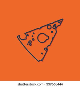 Vector blue slab of cheese icon on orange background 