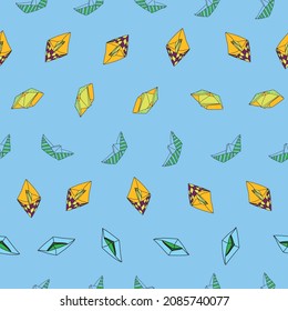 Vector Blue small Origami paper boats background pattern