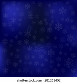 Vector Blue Snow Winter Background. Snowflakes on Blue Background.