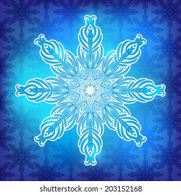Vector blue snowflake. Christmas background