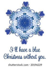 vector blue snowflake with hearts for blue Christmas