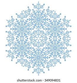 Vector blue snowflake. Snowflake icon. Fine winter ornament
