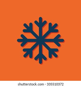 Vector blue snowflake icon on orange background 