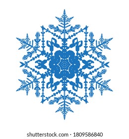 Vector blue snowflake isolated on a white background. EPS 10