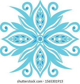 Vector blue snowflake. Vector outlet. Flower rosette. 