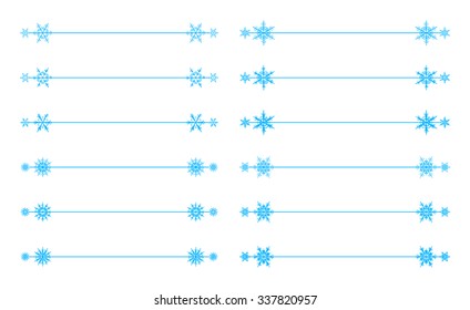Vector blue snowflakes divider set