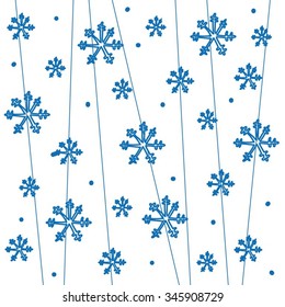 Vector blue snowflakes pattern and Christmas background design
