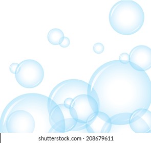 Vector of Blue soap bubbles for background 