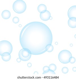 Vector of Blue soap bubbles for background