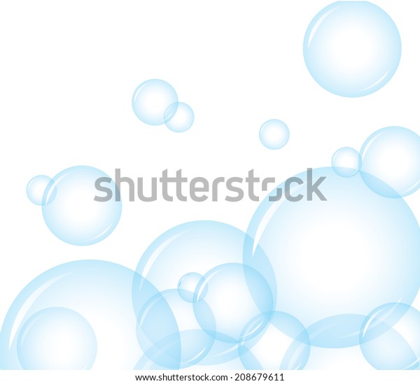 Vector Blue Soap Bubbles Background Stock Vector (Royalty Free) 208679611