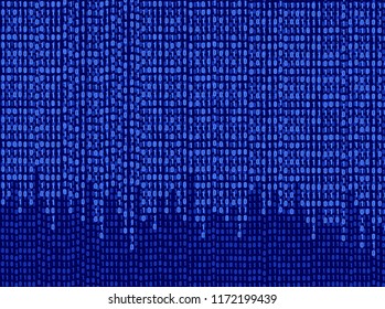 Vector Blue Software Background, Data Wallpaper, Falling Numbers.