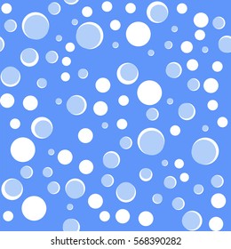 Vector Blue Sparkling Water with White Bubbles Seamless Pattern. Natural Drink Background